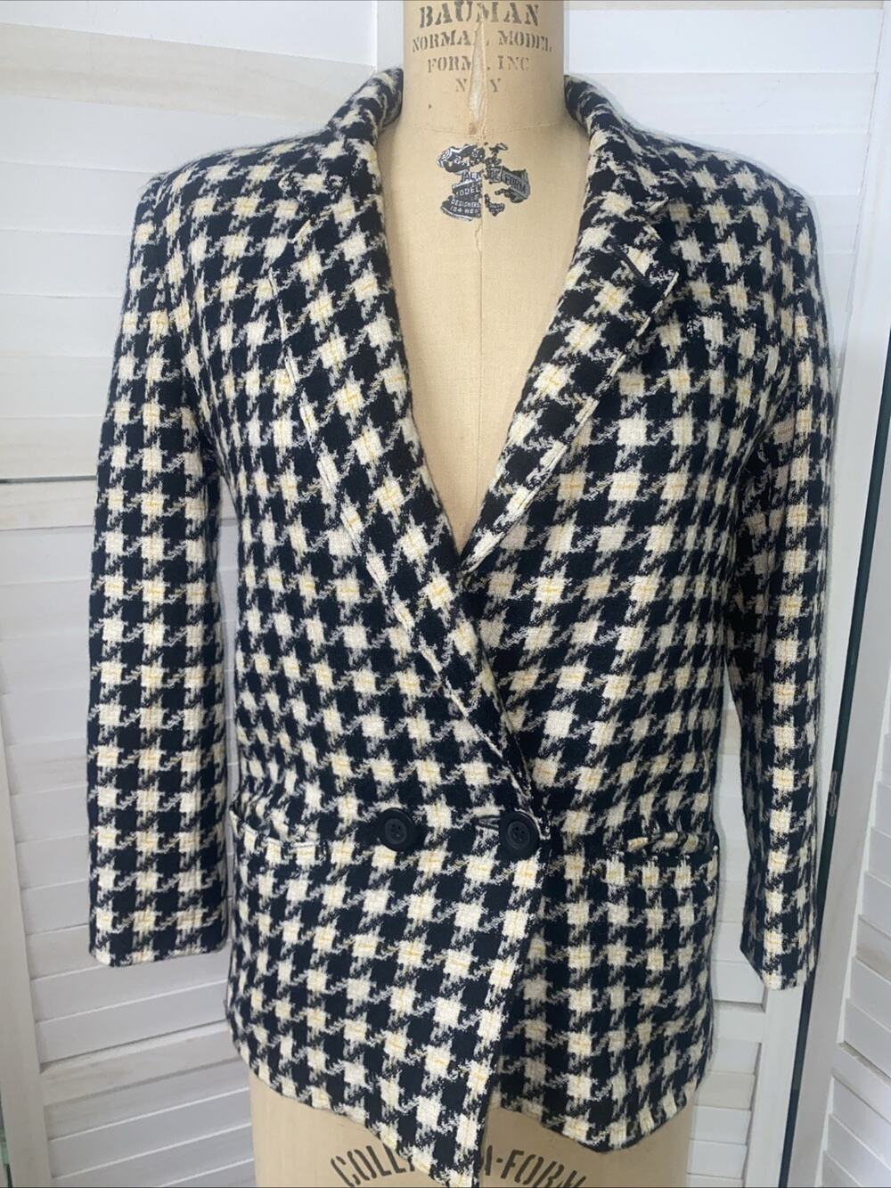 Vintage Harve Benard Holtzman Houndstooth Lined Blazer Women’s Size Small
